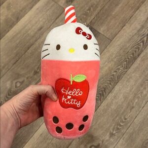 Hello Kitty Pink Red Plush 10” Sanrio Boba Tea with Apple Design